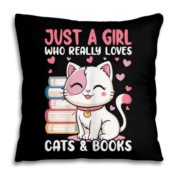 Girl Who Loves Cats And Books Cute Pillowcase