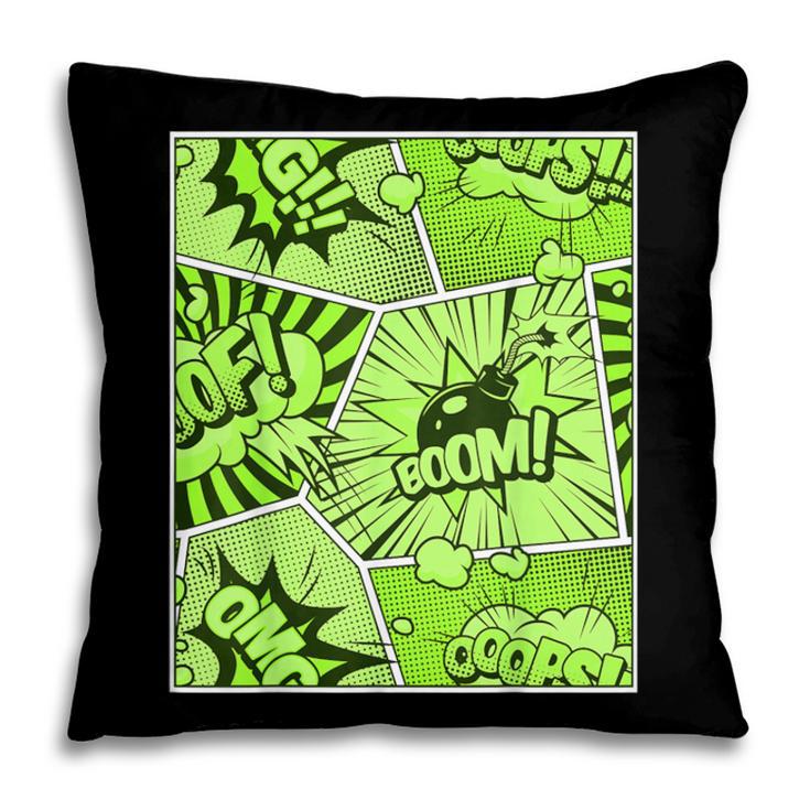 Green Comic Book Green Graphic Pillowcase