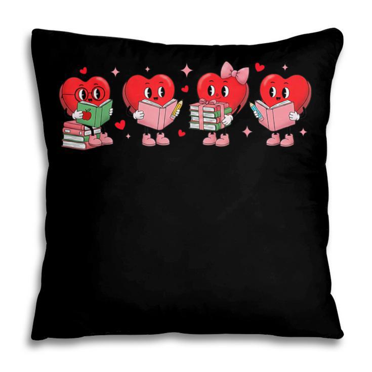 Heart Reading Books Valentine Teacher Library Book Lover Pillowcase