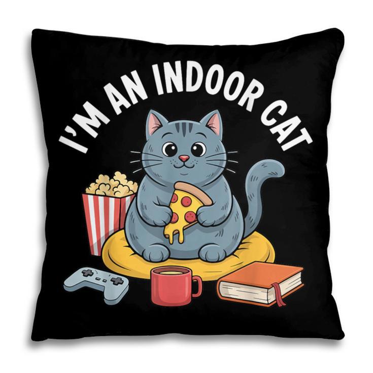 I'm An Indoor Cat Introvert Pizza Popcorn Book Gamer Cat Pillowcase