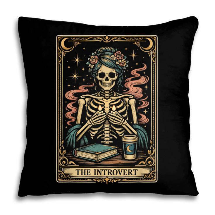 The Introvert Skeleton Tarot Card Coffee Book Lover Pillowcase The Introvert Skeleton Tarot Card Coffee Book Lover Pillowcase