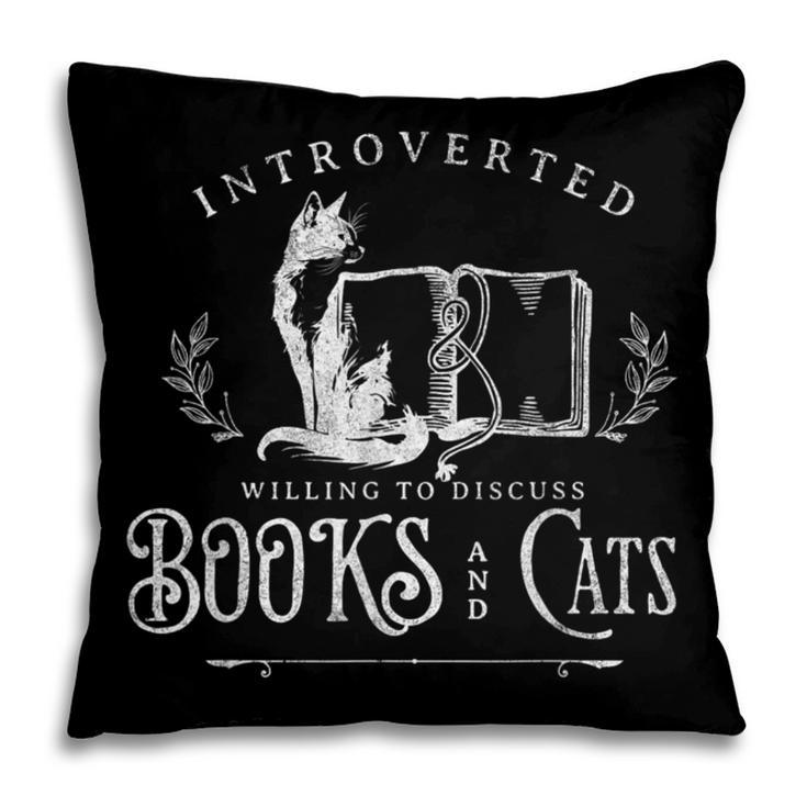 Introverted Willing To Discuss Cats And Books Pillowcase Introverted Willing To Discuss Cats And Books Pillowcase
