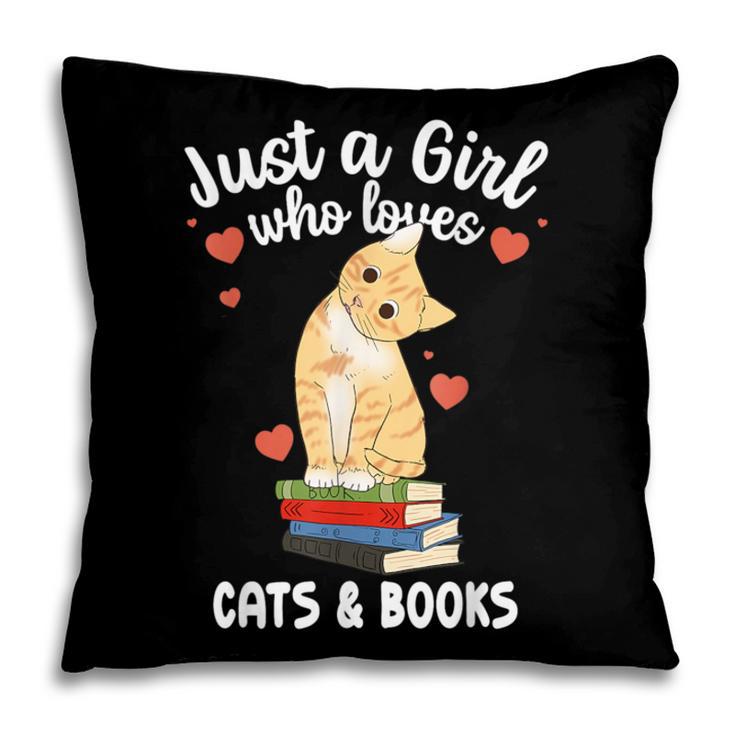 Just a Girl Who Loves Cats And Books Reading Cat & Bookworm Pillowcase