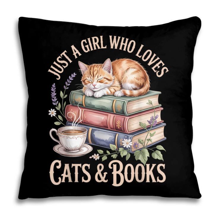 Just A Girl Who Loves Cats And Books Reading Librarian Pillowcase Just A Girl Who Loves Cats And Books Reading Librarian Pillowcase