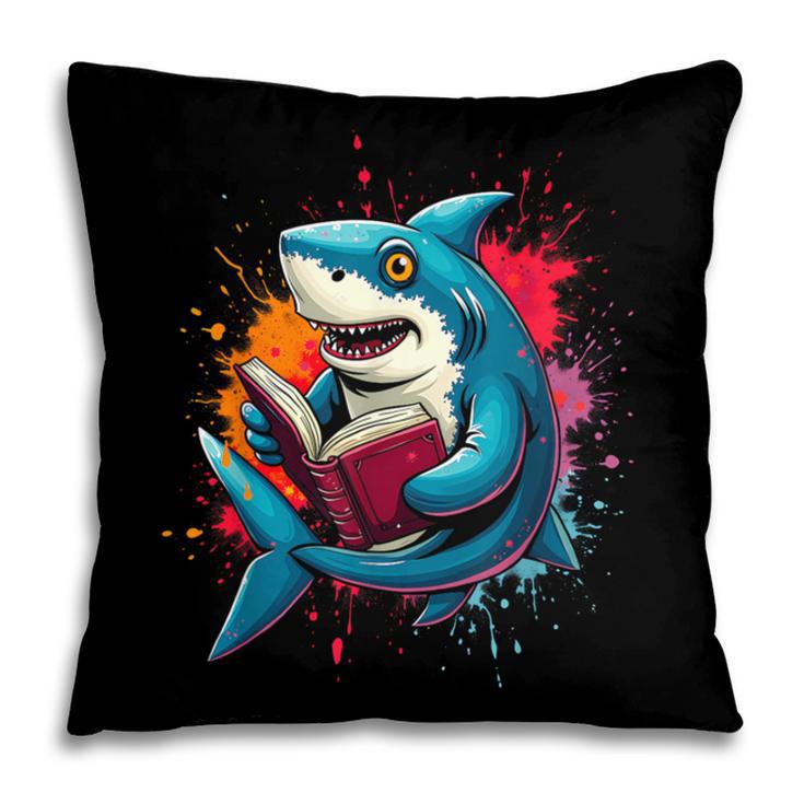 Kawaii Shark Reads Book Reading Library Book Bookworm Pillowcase