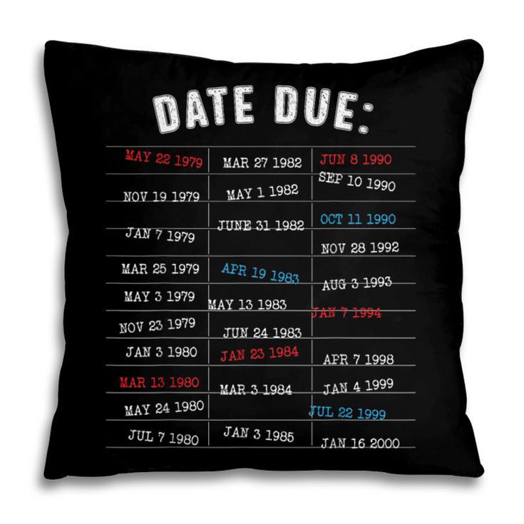 Library Due Date Stamp Card Librarian Book Reading Vintage Pillowcase