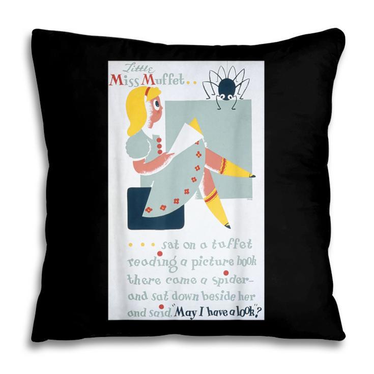 Little Miss Muffet Reading a Picture Book Pillowcase
