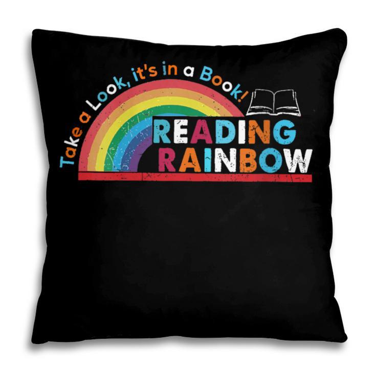 Take A Look A Book Vintage Reading Librarian Rainbow Pillowcase