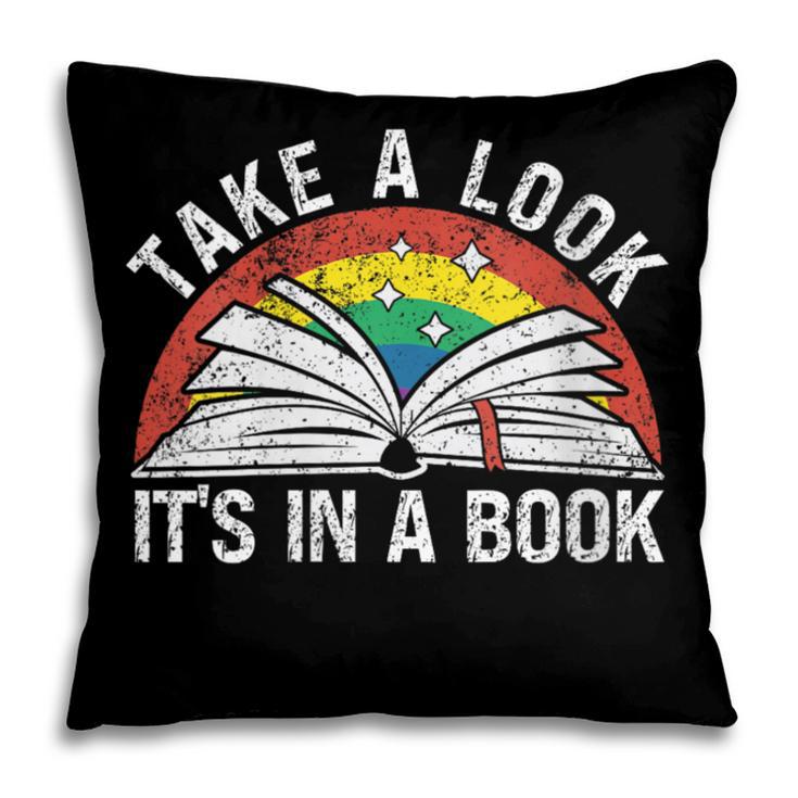 Take a Look It's In a Book Reading Vintage Retro Rainbow Pillowcase