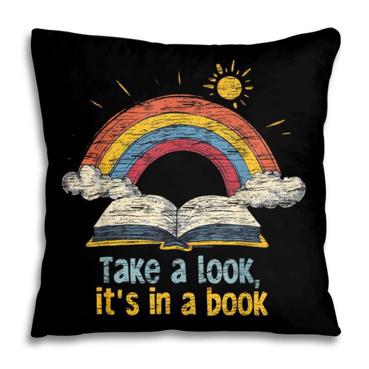 Take a Look It's In a Book Vintage Reading Teacher Rainbow Pillowcase