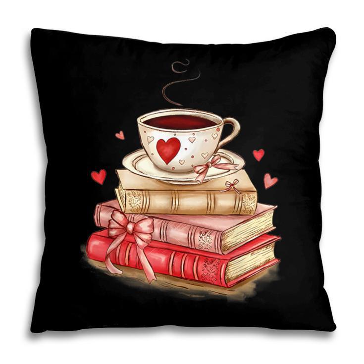 Love Book Coffee Heart Coquette Bow Valentines Day Pillowcase