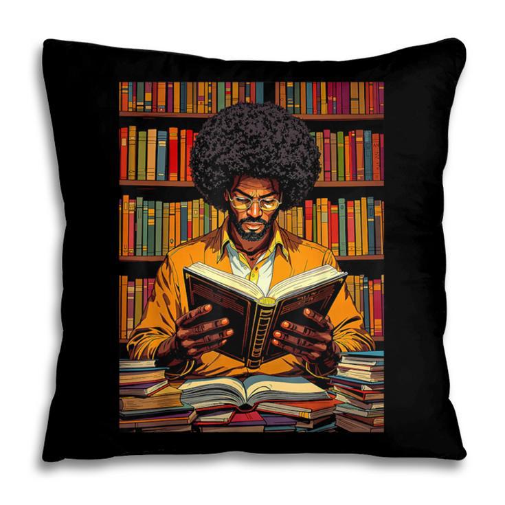 Man Reading Book Black History Month Book Lover Afro Pillowcase