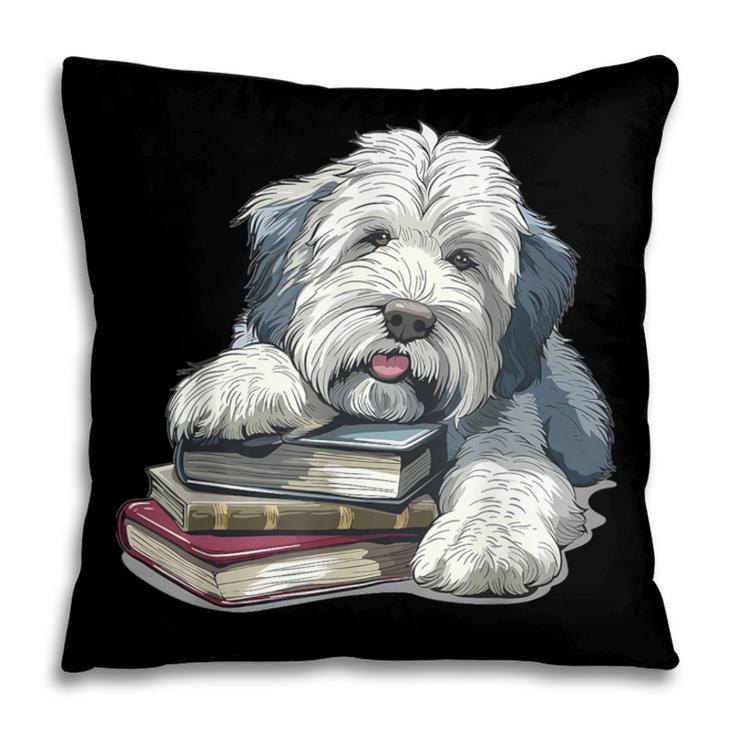 Old English Sheepdog Books Reading Dog Breed Graphic Pillowcase