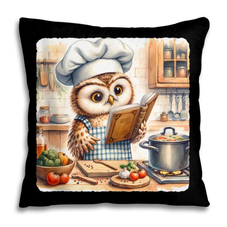 Owl Learning To Cook With Cookbook Chef Apron Stove Cooking Pillowcase Owl Learning To Cook With Cookbook Chef Apron Stove Cooking Pillowcase