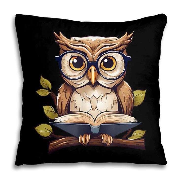 Owl Reading A Book Perched On A Branch Bookworm Pillowcase Owl Reading A Book Perched On A Branch Bookworm Pillowcase