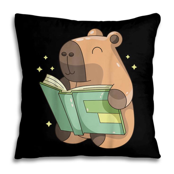 Pet Capybara Is Reading Library Capy Word Book Day Teacher Men Women Kids Pillowcase