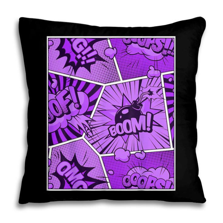 Purple Comic Book Purple Color Graphic Pillowcase