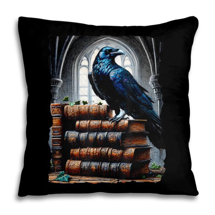 Raven On A Stack Of Books Wisdom Of Odin Pillowcase