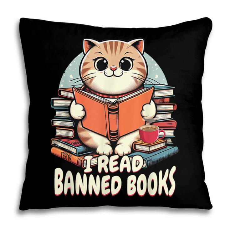 I Read Banned Books Shirt Cat Lover Bookworm Reader Men Women Kids Pillowcase