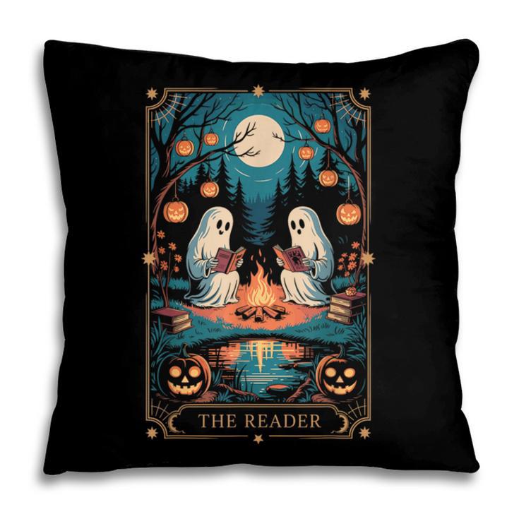 The Reader Bookish Cute Spooky Ghost Reading Book Tarot Card Pillowcase