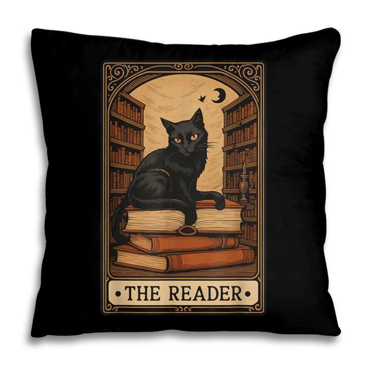 The Reader Cat Book Reading Halloween Tarot Card Pillowcase