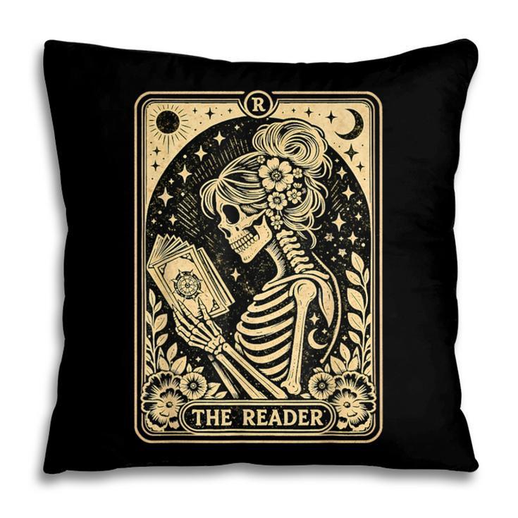 The Reader Tarot Card Book Lover Skeleton Reading Book Pillowcase