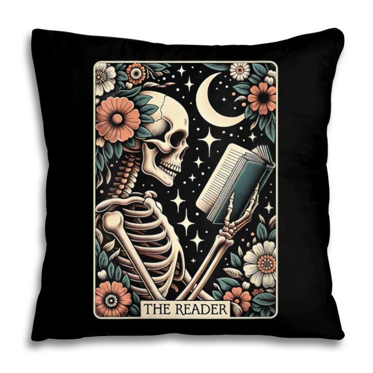 The Reader Tarot Card Skeleton Reading Book Bookworm Bookish Pillowcase