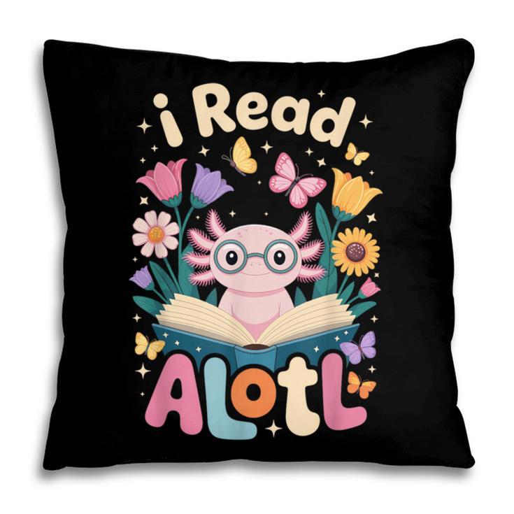 Reading Axolotl Book Lover Wildflowers Pillowcase