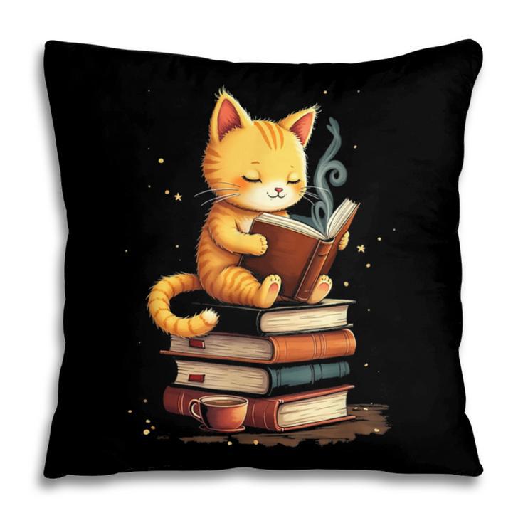 Reading Cat Books Cute Pillowcase