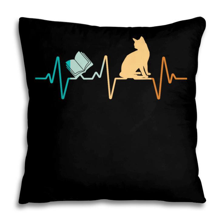 Reading Cat Heartbeat Book & Cat Lover Pillowcase