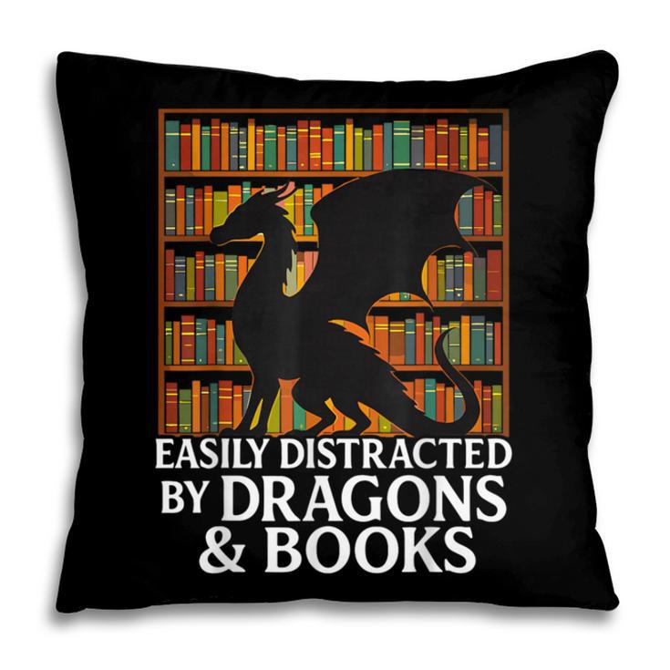 Reading Dragon Easily Distracted By Dragons And Books Pillowcase