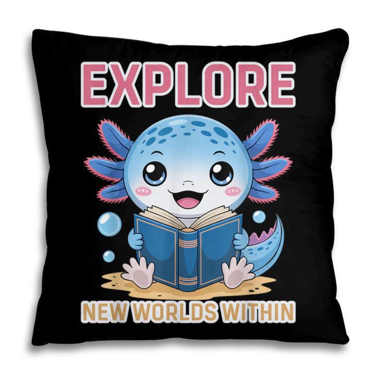 Readsolotl Kawaii Axolotl Book Lover Reading Pillowcase