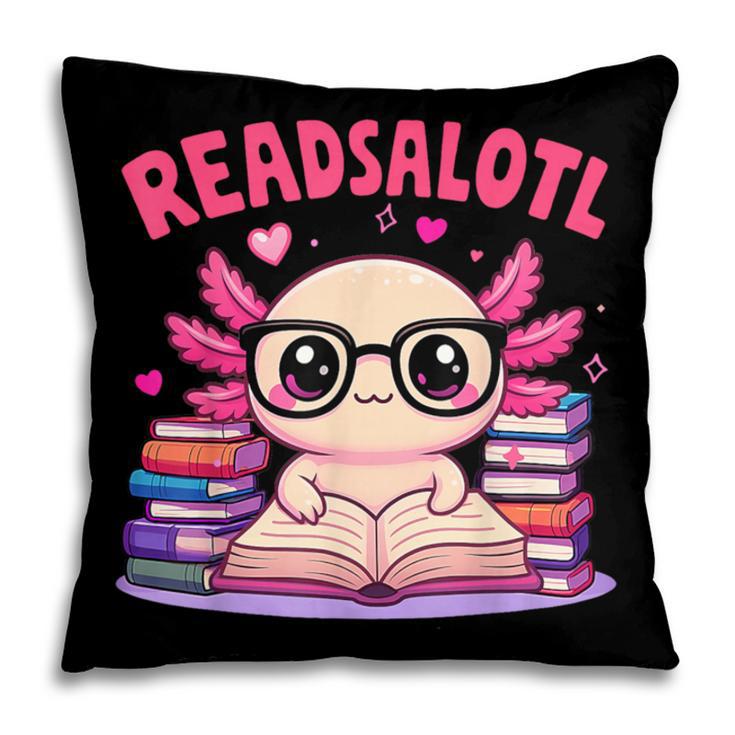 Readsolotl Pink Kawaii Axolotl Book Lover Reading Pillowcase