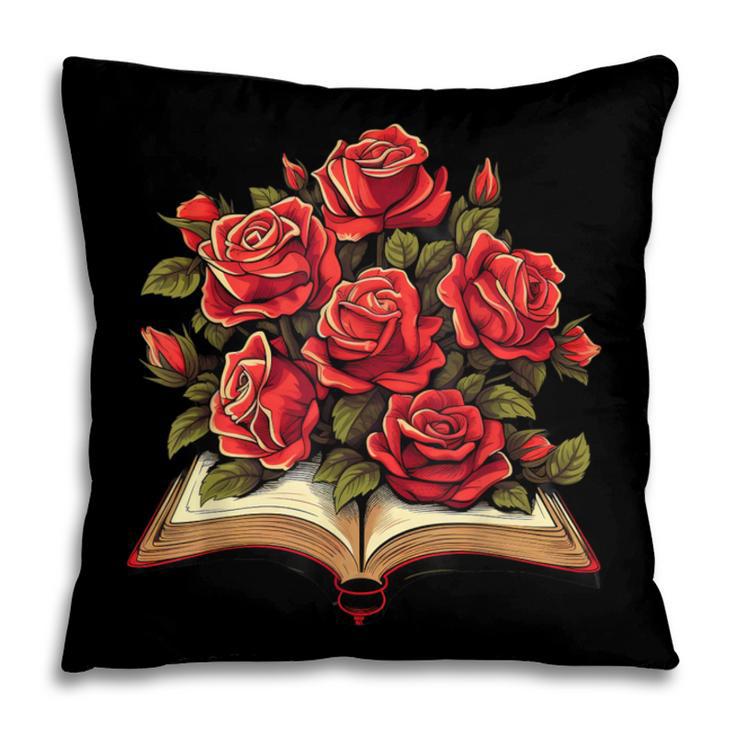 Red Roses Flowers Book Floral Pillowcase