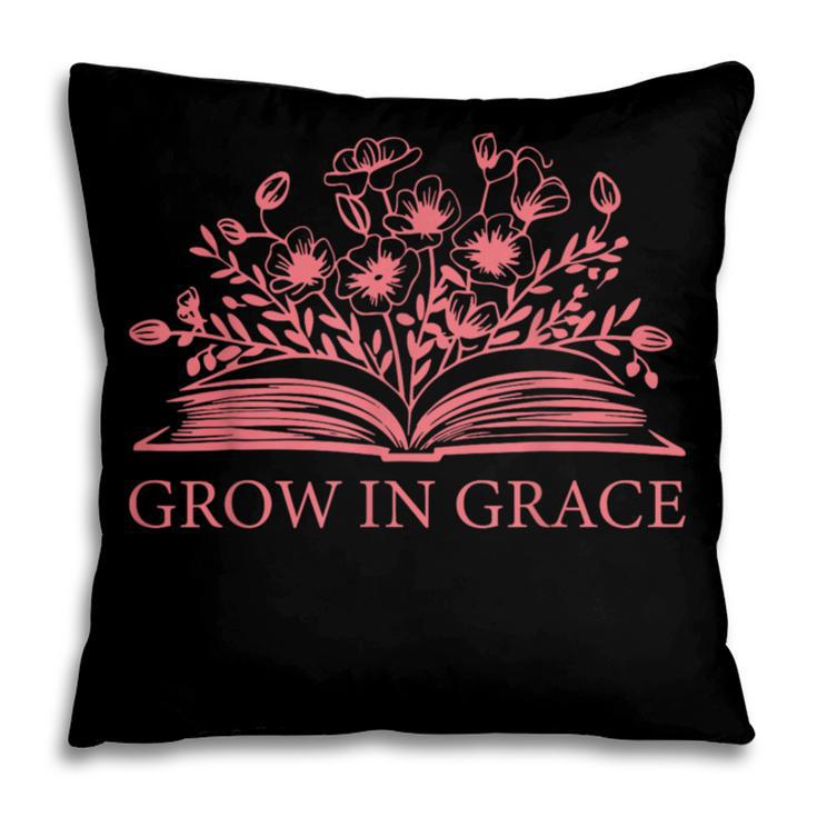 Retro Grow In Grace Wildflower Book Christian Bible Verse Pillowcase
