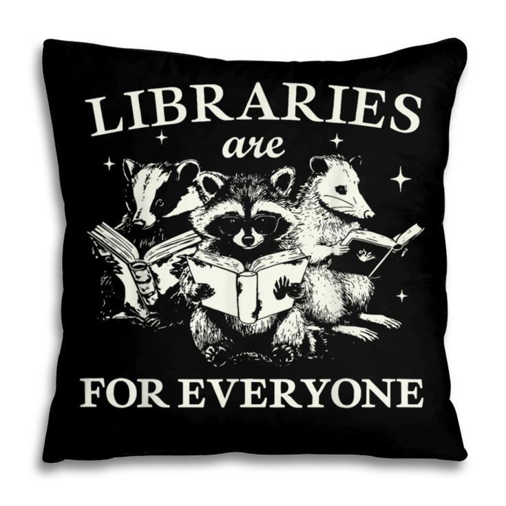 Retro Libraries Are For Everyone Racoon Reading Book Lover Pillowcase Retro Libraries Are For Everyone Racoon Reading Book Lover Pillowcase