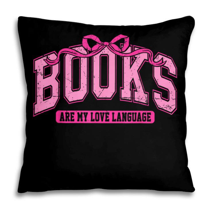 Retro Pink Coquette Bow Valentine Book Lover Varsity Pillowcase
