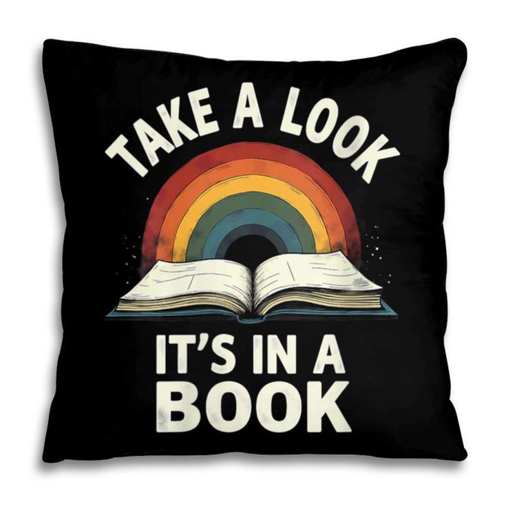 Retro Rainbow Take A Look It's In A Book Reading Pillowcase