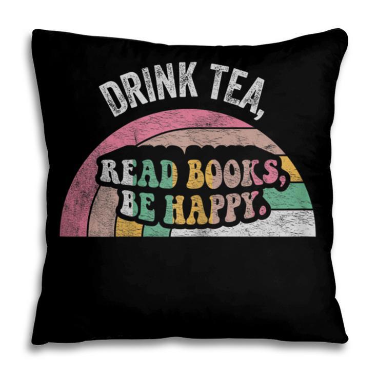 Retro Vintage Drink Tea Read Books Be Happy Reading Pillowcase