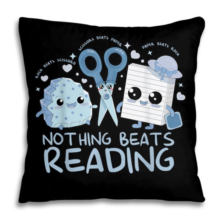Rock Paper Scissors Nothing Beats Reading Book Lover Pillowcase