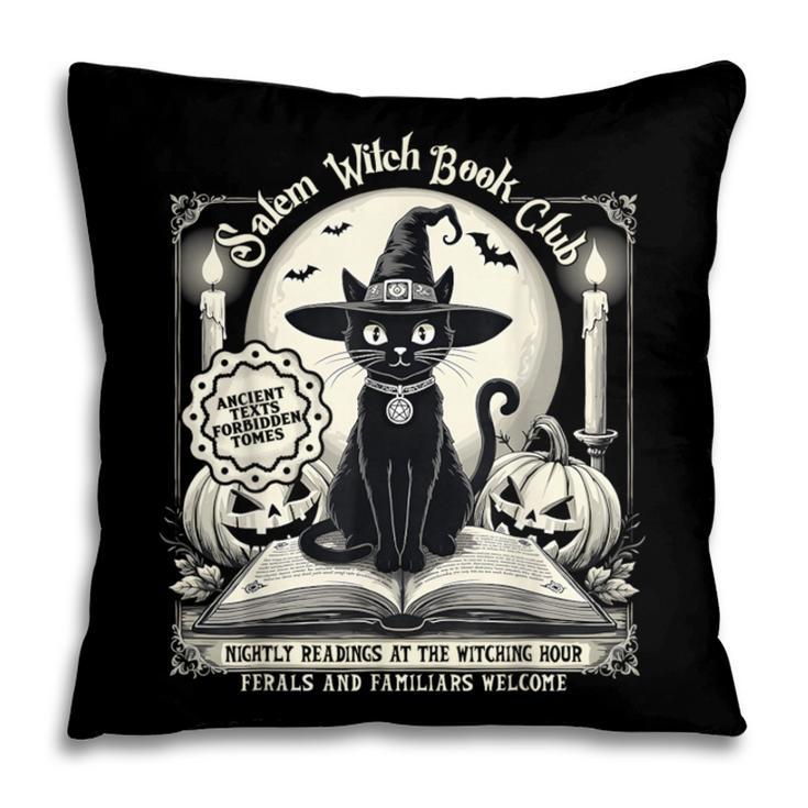 Salem Witch Book Club Vintage Halloween Cat Book Lover Pillowcase