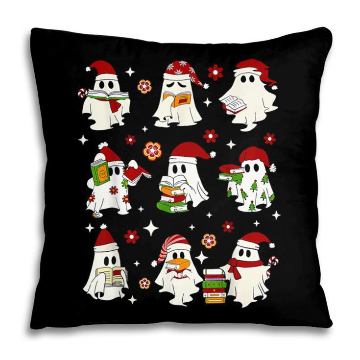 Santa Ghost Reading Books Christmas Library Teacher Pillowcase