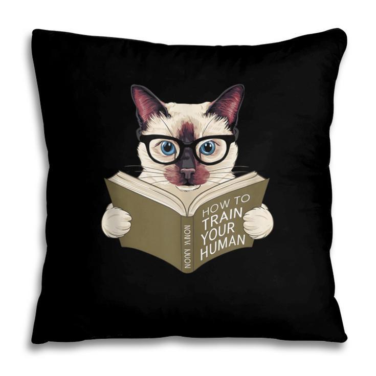 Siamese Cat Reading Book How To Train Your Human Humorous Pillowcase Siamese Cat Reading Book How To Train Your Human Humorous Pillowcase