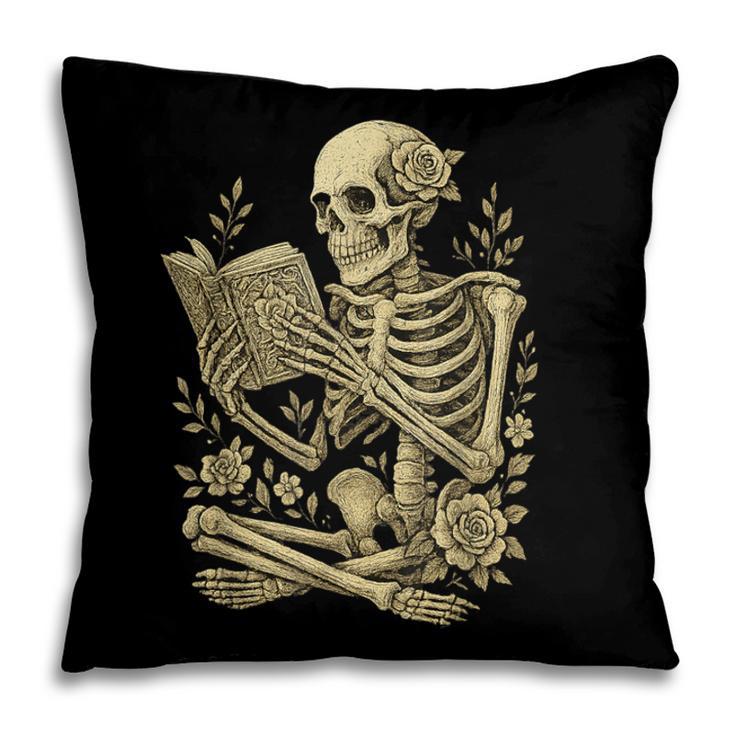 Skeleton Book Floral Skull Halloween Teacher Costume Pillowcase
