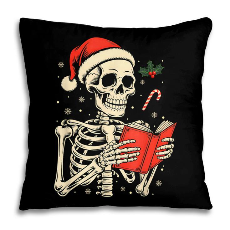 Skeleton Reading Book Christmas Teacher Librarian Book Lover Pillowcase