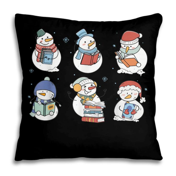 Snowman Reading Book Santa Christmas Bookish Teacher Pillowcase