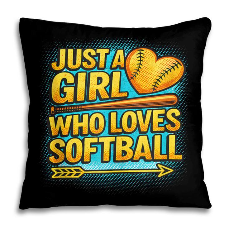 Softball Just A Girl Comic Book Style Graphic For Teens Pillowcase
