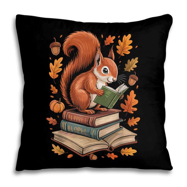 Squirrel Reading Book Lovers Fall Leaves Library Books Pillowcase