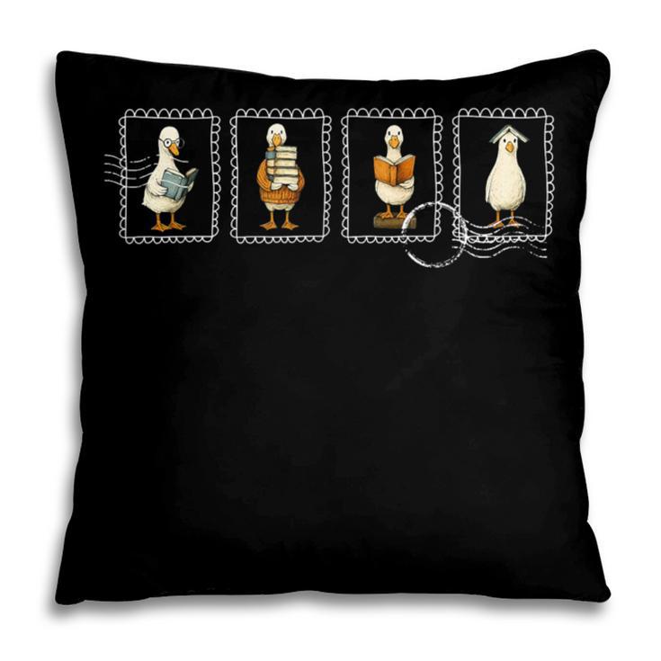 Stamp Silly Goose Reading Book Librarian Bookish Teacher Pillowcase