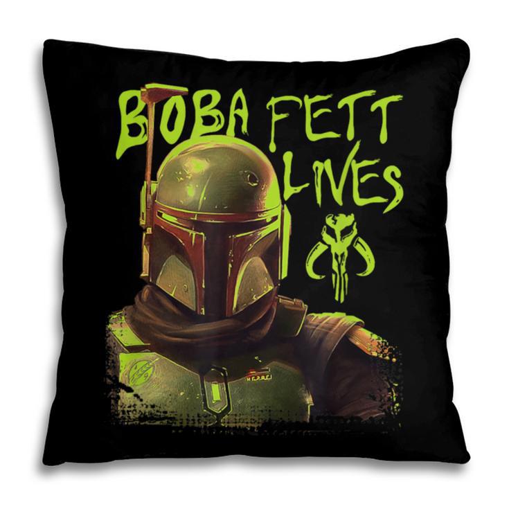 Star Wars The Book Of Boba Fett Neon Boba Fett Lives Poster Pillowcase